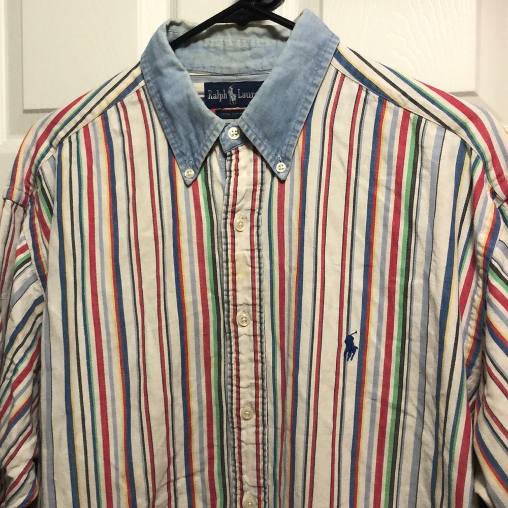 Vintage Ralph Lauren multicolor stripe denim shirt